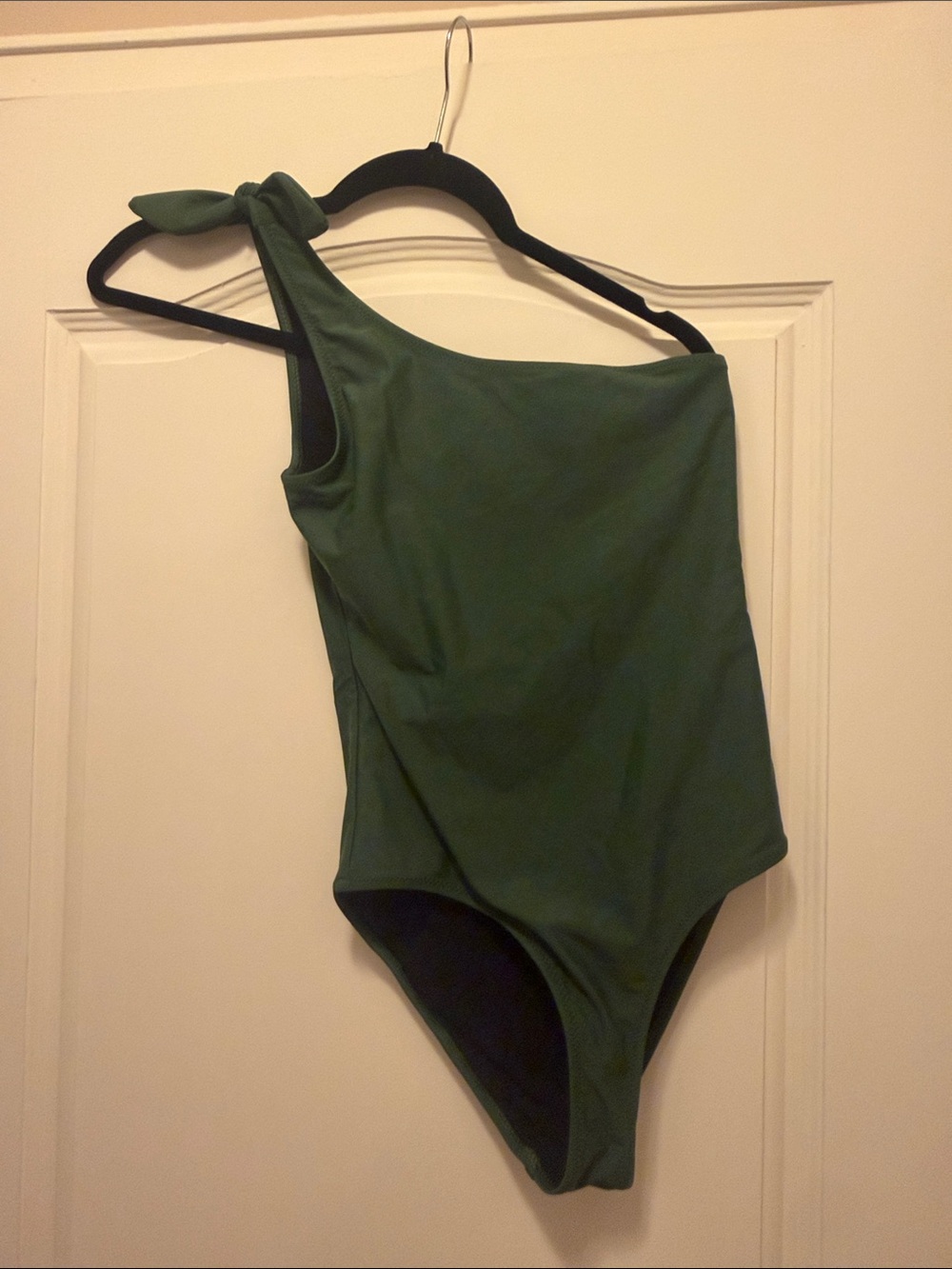One-Shoulder Knot Swim One-Piece in Forest Green